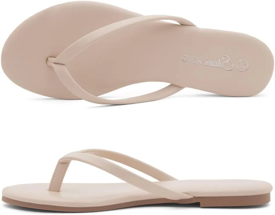 Shoe Land Flip Flops for Women 2025 - Memory Foam Slides & Flat Sandals | Ultra-Comfortable Thong Lightweight Summer Shoes for Beach, Pool & Dressy Outfits