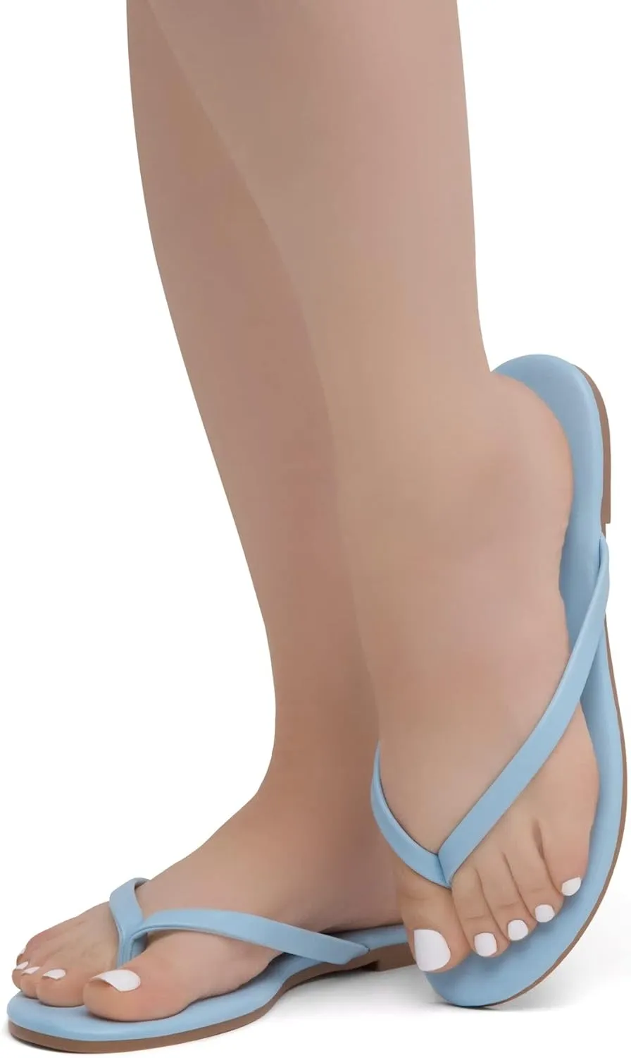 Shoe Land Flip Flops for Women 2025 - Memory Foam Slides & Flat Sandals | Ultra-Comfortable Thong Lightweight Summer Shoes for Beach, Pool & Dressy Outfits