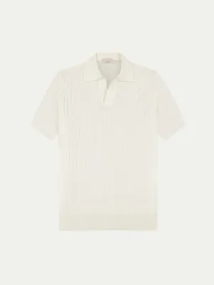 Shortsleeve Buttonless Ribbed Polo Ivory