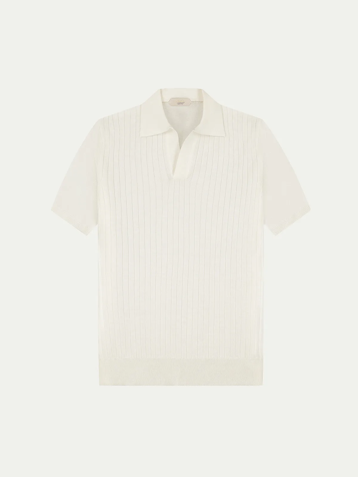 Shortsleeve Buttonless Ribbed Polo Ivory