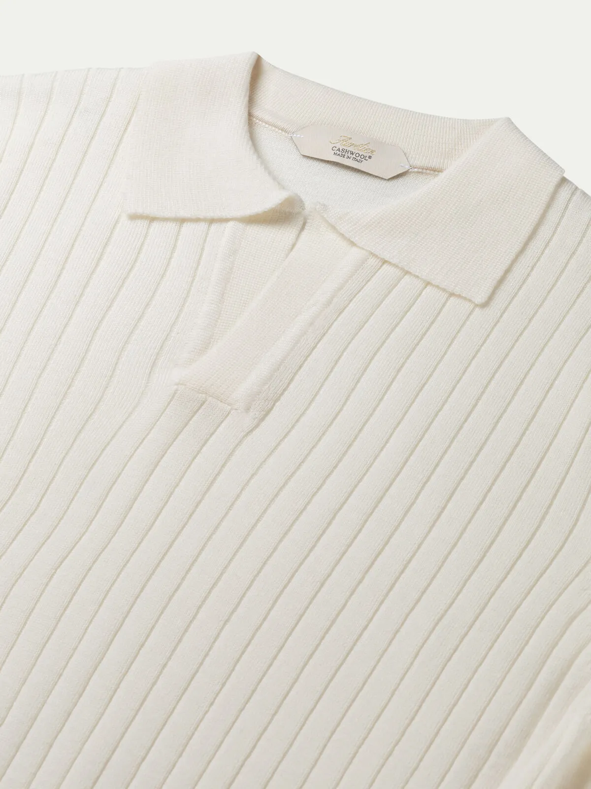 Shortsleeve Buttonless Ribbed Polo Ivory