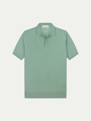 Shortsleeve Buttonless Ribbed Polo Light Green