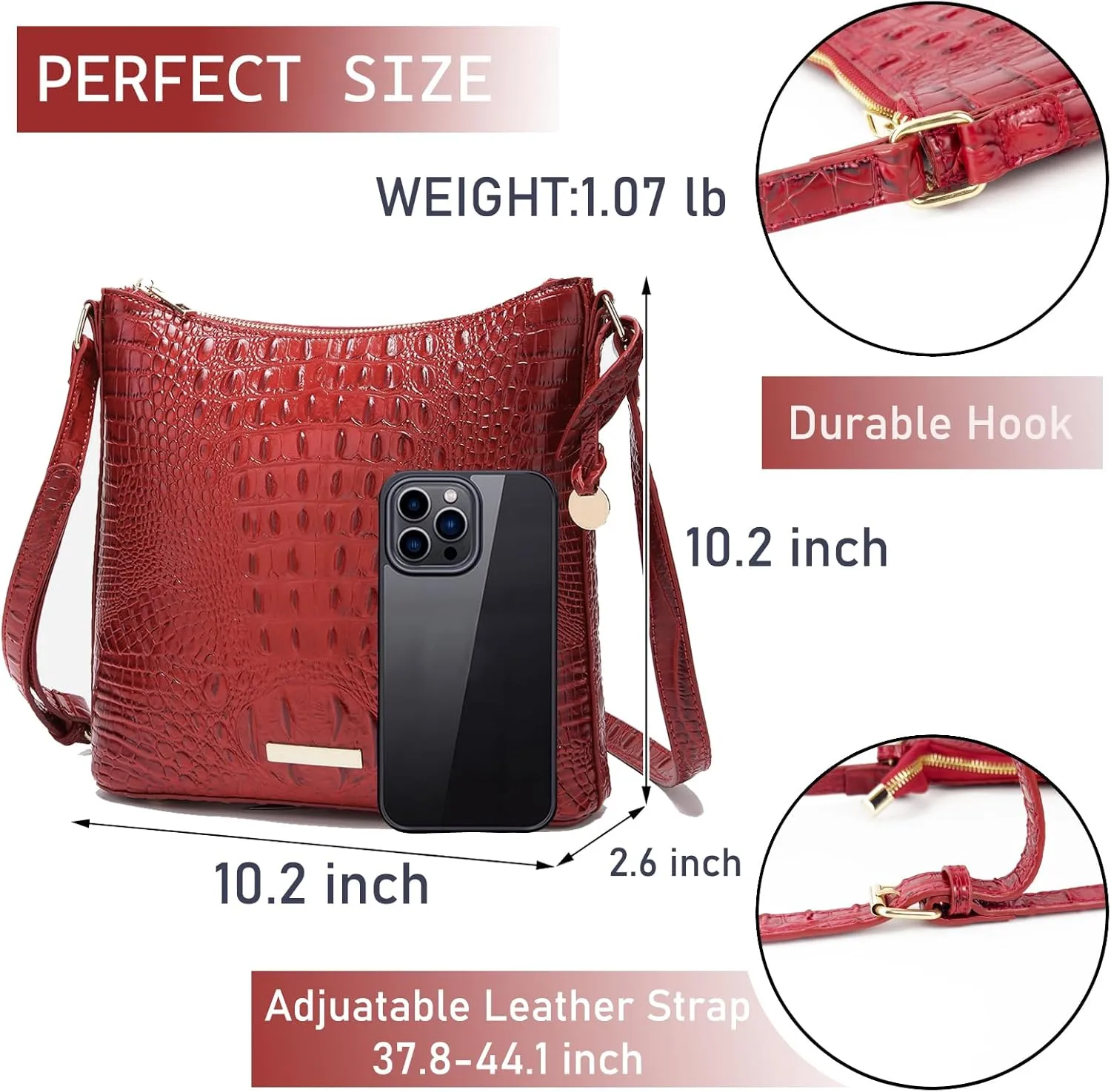 Shoulder Crocodile Flat Handbags for Women trendy Ladies Shoulder Bag Embossed Pattern Leather Crossbody Purse