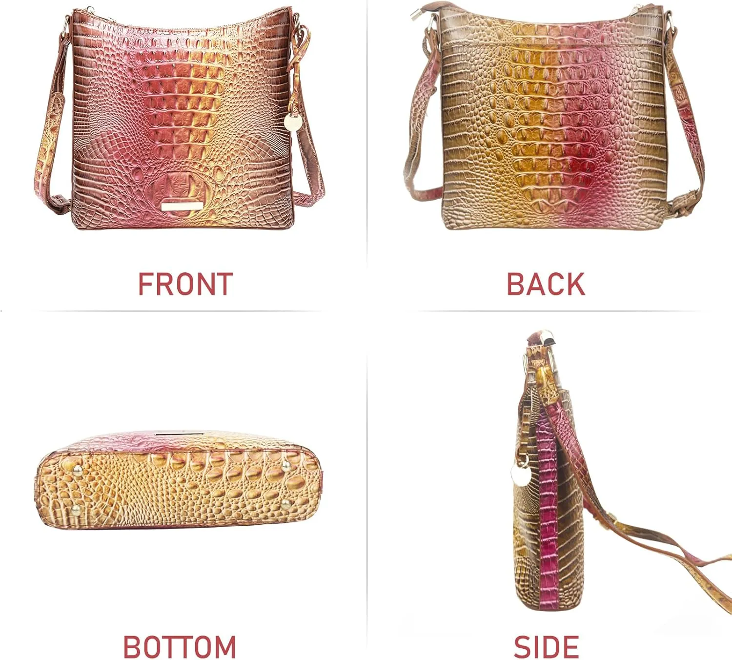 Shoulder Crocodile Flat Handbags for Women trendy Ladies Shoulder Bag Embossed Pattern Leather Crossbody Purse
