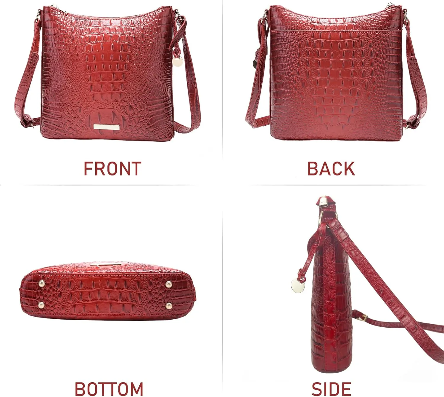 Shoulder Crocodile Flat Handbags for Women trendy Ladies Shoulder Bag Embossed Pattern Leather Crossbody Purse