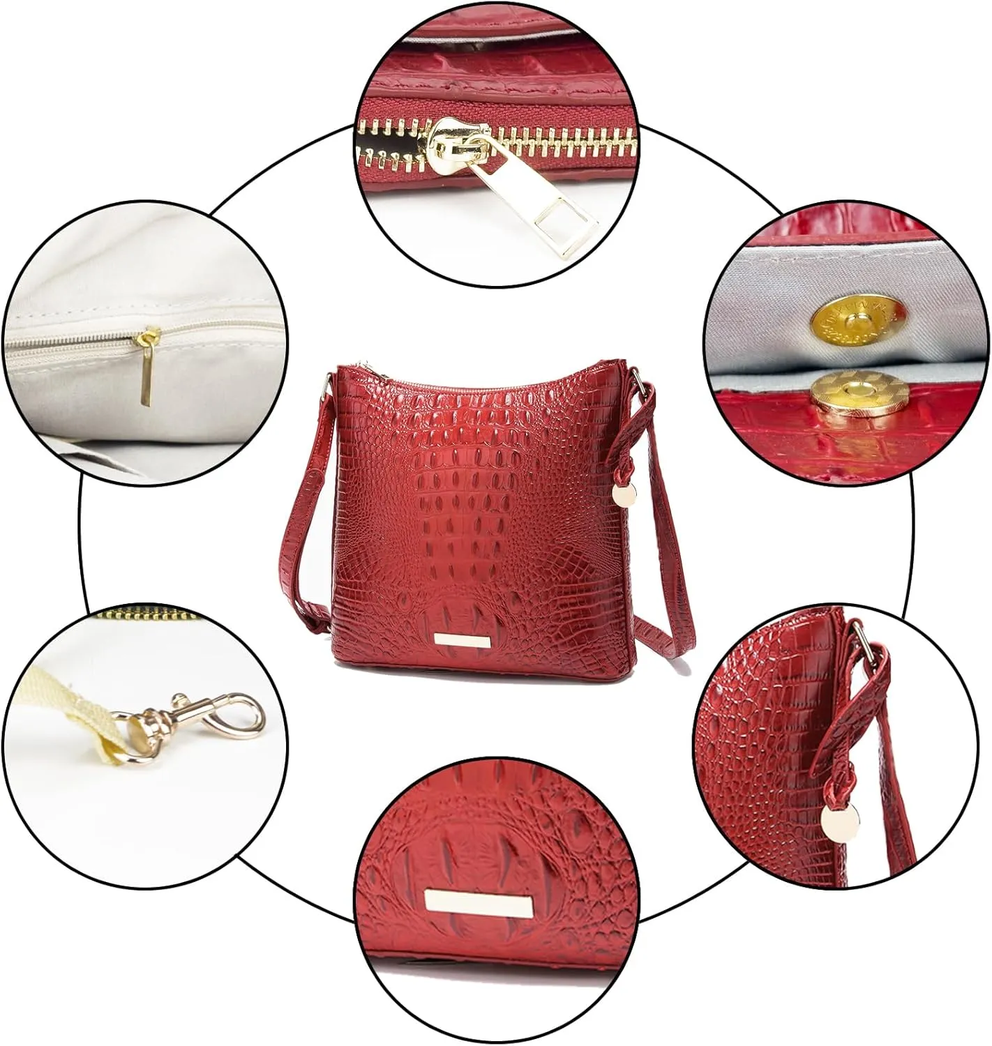 Shoulder Crocodile Flat Handbags for Women trendy Ladies Shoulder Bag Embossed Pattern Leather Crossbody Purse