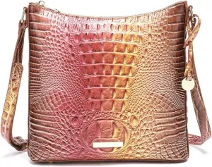 Shoulder Crocodile Flat Handbags for Women trendy Ladies Shoulder Bag Embossed Pattern Leather Crossbody Purse