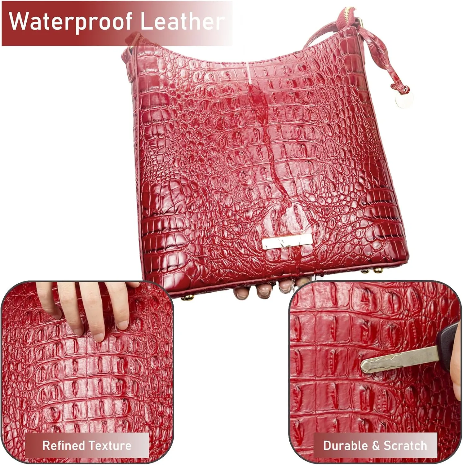 Shoulder Crocodile Flat Handbags for Women trendy Ladies Shoulder Bag Embossed Pattern Leather Crossbody Purse