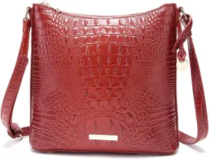 Shoulder Crocodile Flat Handbags for Women trendy Ladies Shoulder Bag Embossed Pattern Leather Crossbody Purse