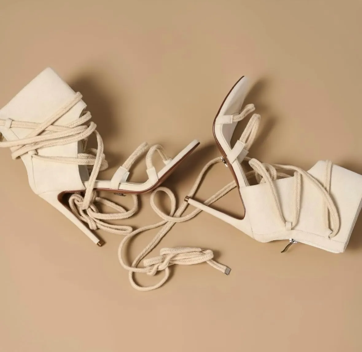 Signature Collection Arya Women Eggshell Rope High Heels Sandal - Elegant & Comfortable Fashion Footwear for Every Occasion
