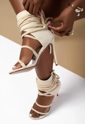 Signature Collection Arya Women Eggshell Rope High Heels Sandal - Elegant & Comfortable Fashion Footwear for Every Occasion