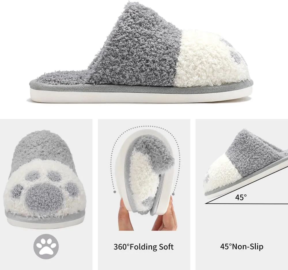 SINNO Cute Animal Slippers for Women Indoor Outdoor Memory Foam House Slipper Soft Warm Cozy Fuzzy Bedroom Non-Slip Shoes Christmas Gift ladies