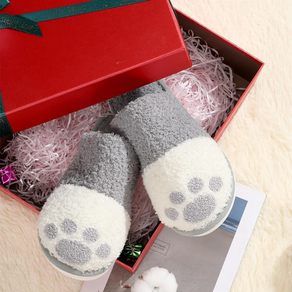 SINNO Cute Animal Slippers for Women Indoor Outdoor Memory Foam House Slipper Soft Warm Cozy Fuzzy Bedroom Non-Slip Shoes Christmas Gift ladies