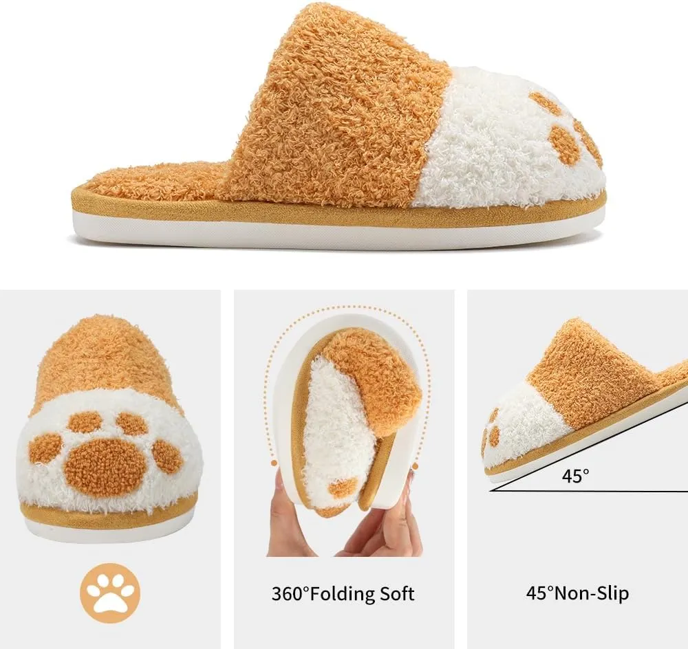 SINNO Cute Animal Slippers for Women Indoor Outdoor Memory Foam House Slipper Soft Warm Cozy Fuzzy Bedroom Non-Slip Shoes Christmas Gift ladies