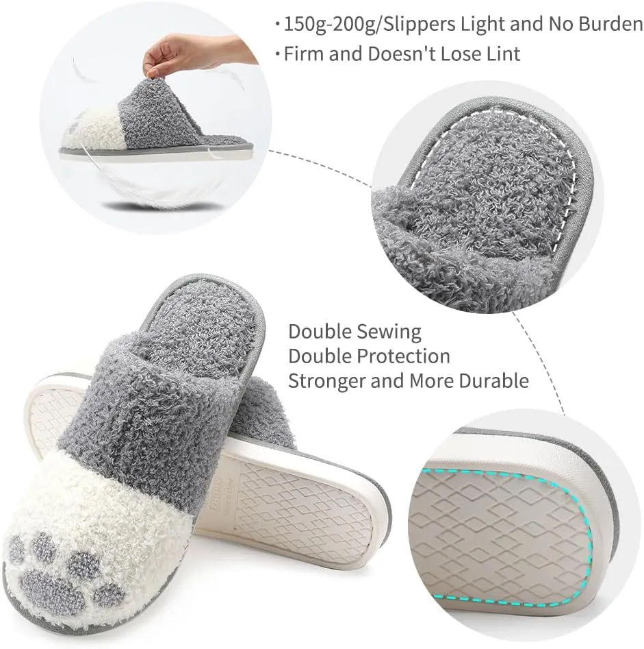 SINNO Cute Animal Slippers for Women Indoor Outdoor Memory Foam House Slipper Soft Warm Cozy Fuzzy Bedroom Non-Slip Shoes Christmas Gift ladies