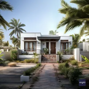 Sleek and Contemporary Single-Floor Home Elevation Design