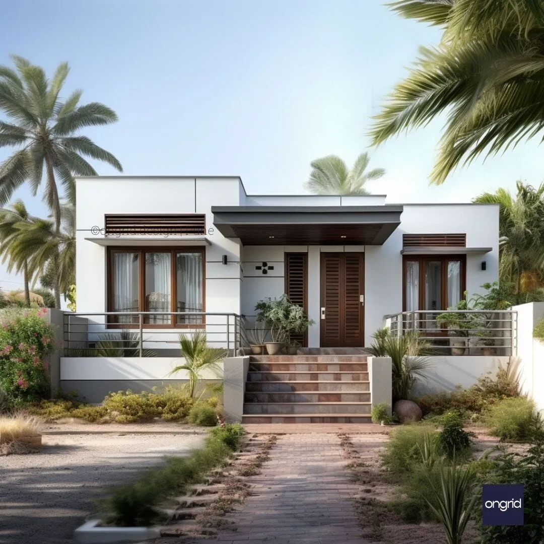 Sleek and Contemporary Single-Floor Home Elevation Design