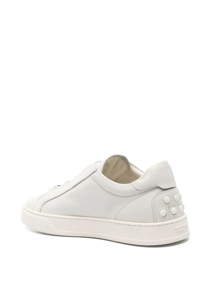 Sleek Leather Sneakers With Elasticated Strap
