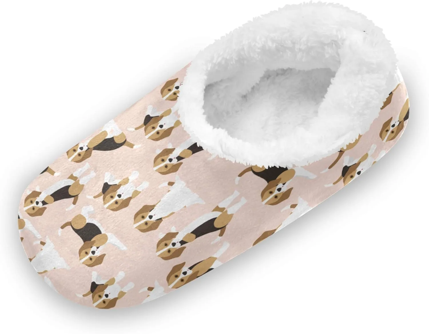 Slipper for Women and Men Fuzzy Memory Foam Soft House Shoes Anti-Skid Sole Coral Fleece House Slipper Beagle Dog On Brown M-XXL