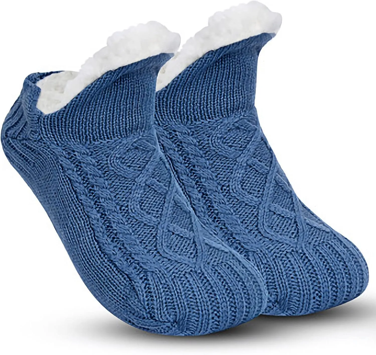 Slipper Socks for Women Men Girls, Fluffy Warm Socks Knitted Thick Fleece Lined Grippers Non Slip Socks Soft Cozy Winter Home House Bed Floor Slipper Socks