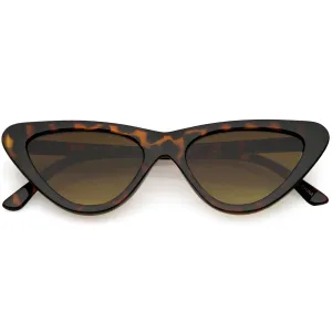 Small Retro Slim Flat Lens Cat Eye Sunglasses - C520
