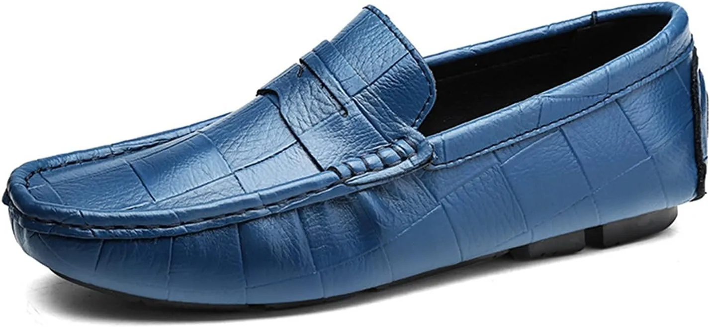 Smoking Loafer for Men Round Toe Faux Crocodile Leather Penny Loafer Comfortable Flexible Soft Driving Slip On for Any Attire