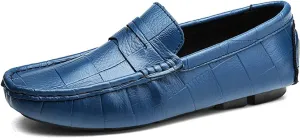 Smoking Loafer for Men Round Toe Faux Crocodile Leather Penny Loafer Comfortable Flexible Soft Driving Slip On for Any Attire