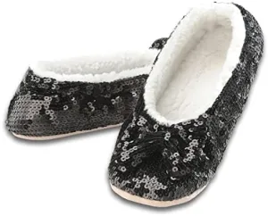 Snoozies Ballerina Bling Metallic Shine Women Slippers | Sequin Socks with Grippers