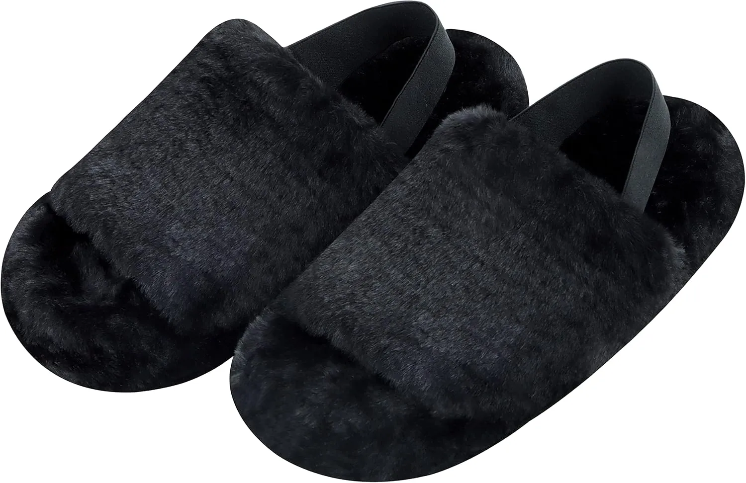 Snoozies Pedicure Slipper Slides for Women - Cute, Fluffy Indoor House Slippers for Women with Back Strap and Non-Skid Sole - Ladies Spa Sandals
