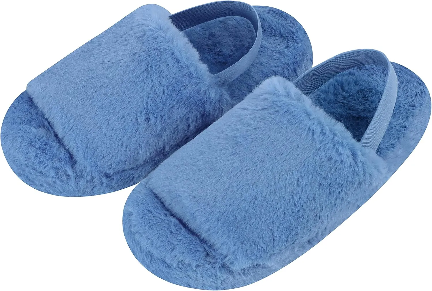 Snoozies Pedicure Slipper Slides for Women - Cute, Fluffy Indoor House Slippers for Women with Back Strap and Non-Skid Sole - Ladies Spa Sandals
