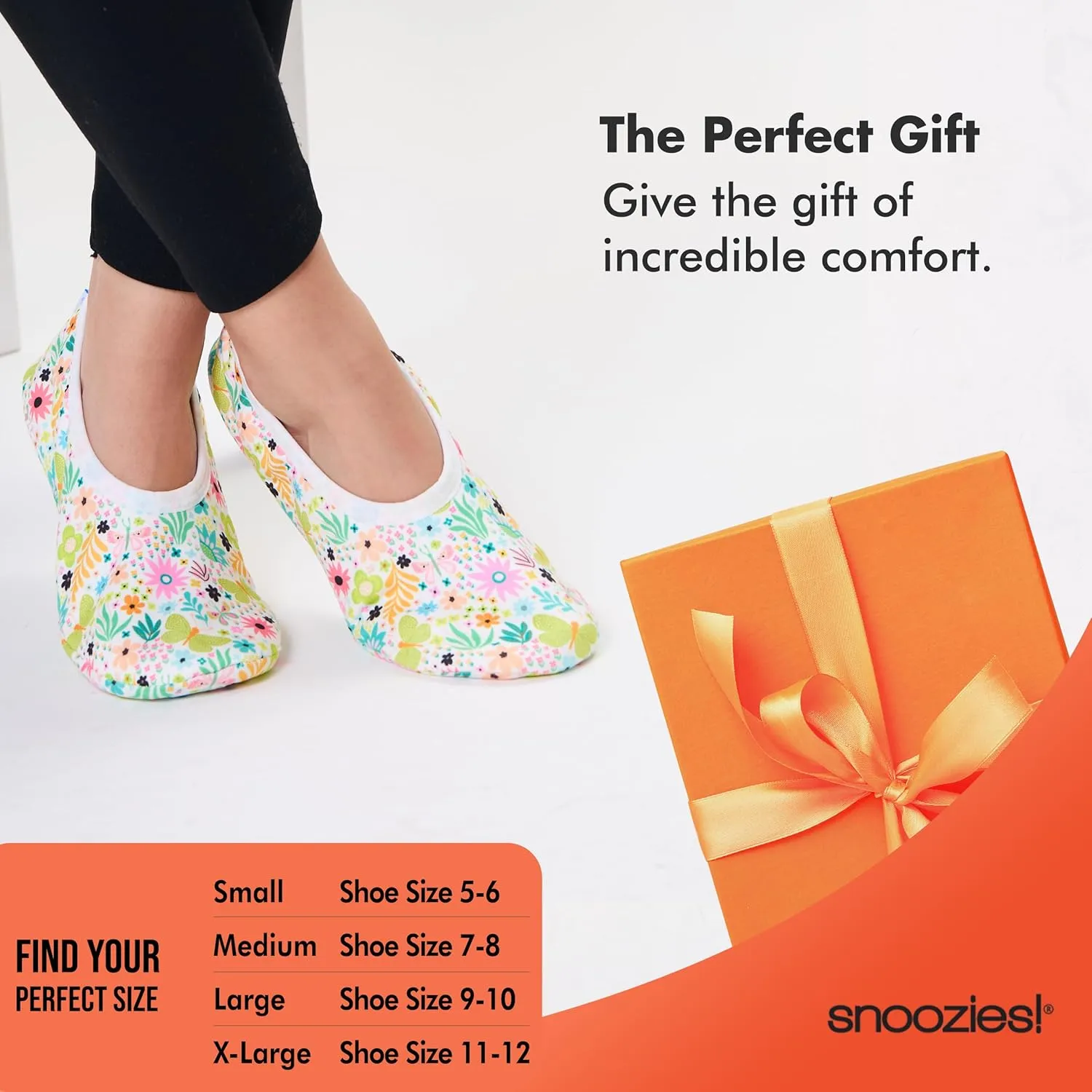Snoozies Skinnies slipper socks for Women - Non-Slip Foot Coverng with Lightweight and Soft Sherpa Lining - Foldable Travel