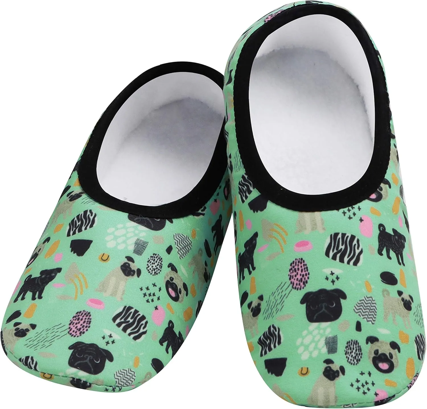 Snoozies Skinnies slipper socks for Women - Non-Slip Foot Coverng with Lightweight and Soft Sherpa Lining - Foldable Travel