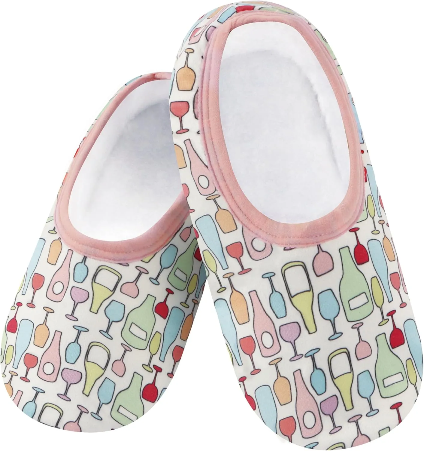 Snoozies Skinnies slipper socks for Women - Non-Slip slipper socks with Lightweight and Soft Sherpa Lining - Foldable Travel