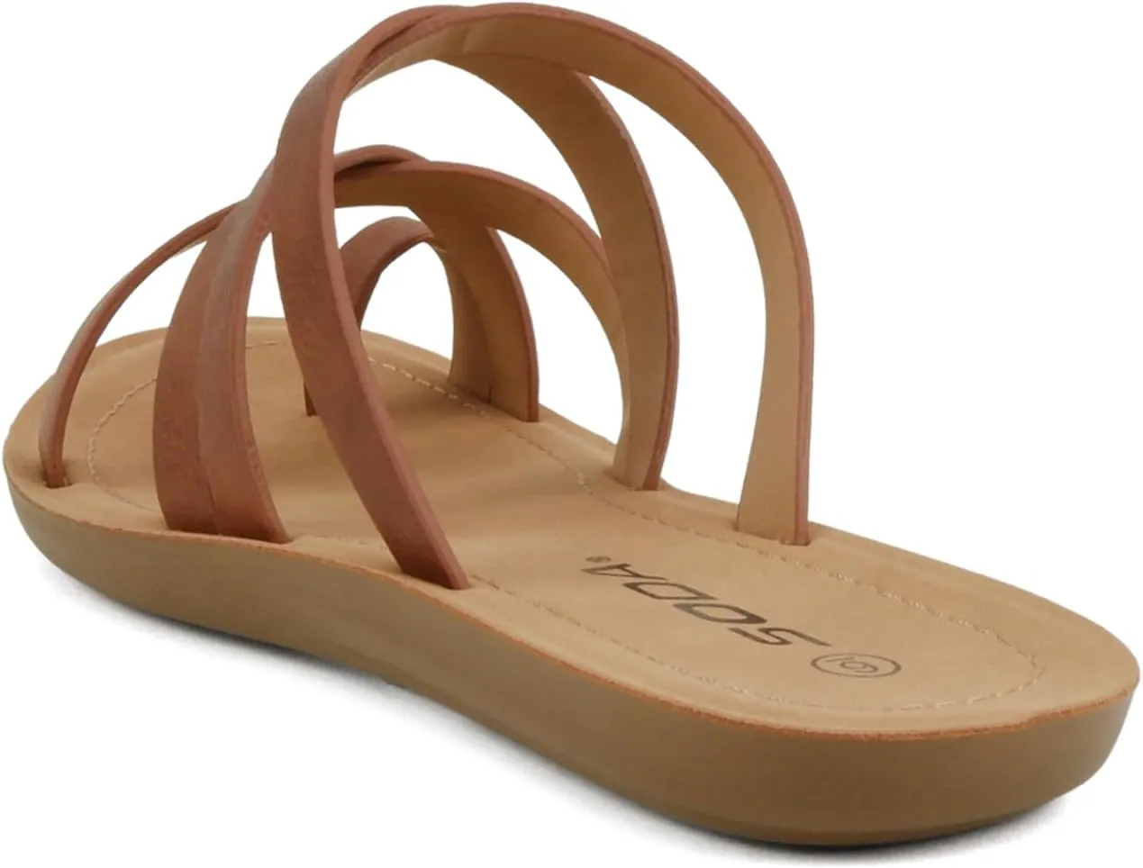 Soda ISABEL ~Women Fashion Comfortable Slip On Flat Cross bands Toe Ring Fashion Sandals