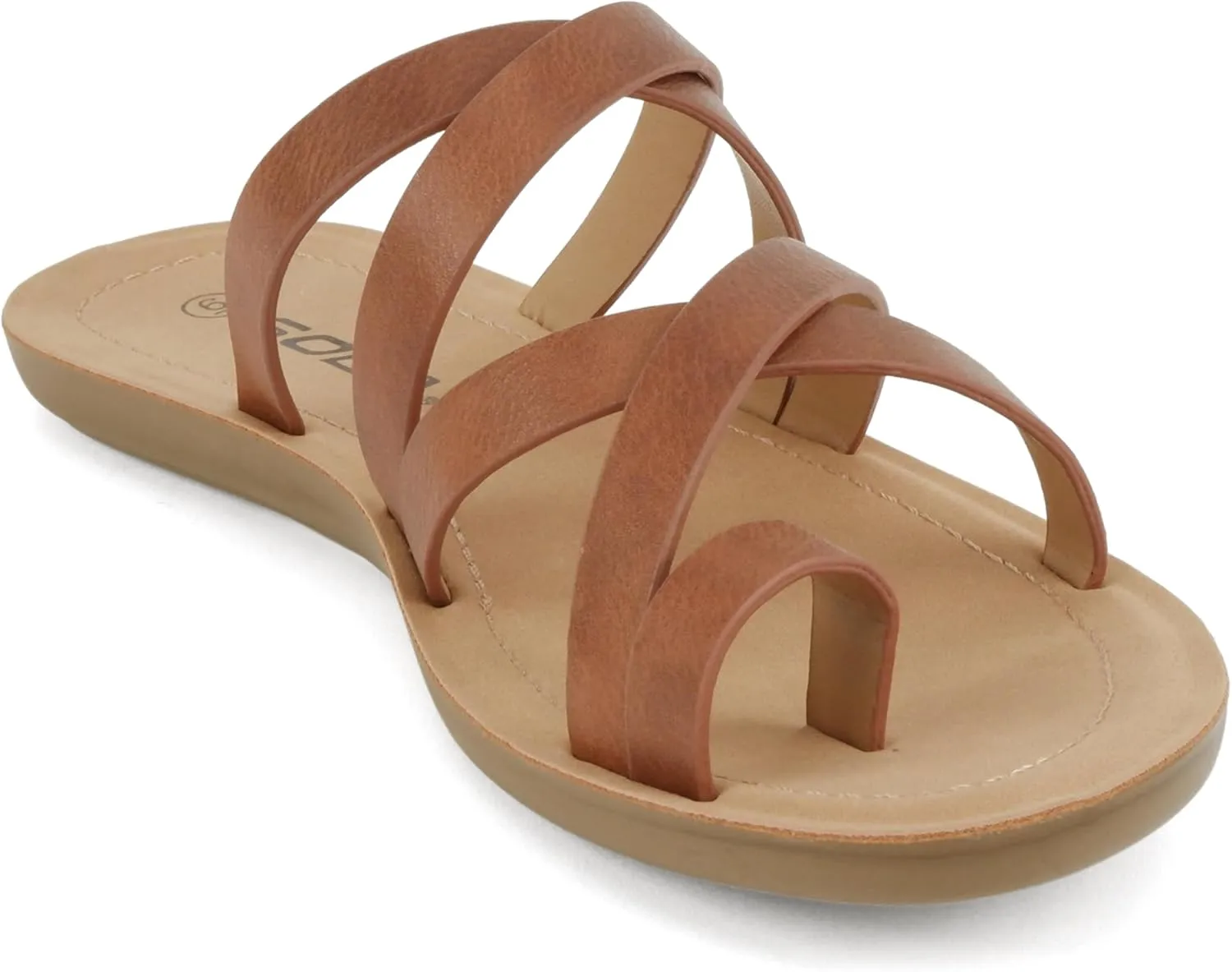 Soda ISABEL ~Women Fashion Comfortable Slip On Flat Cross bands Toe Ring Fashion Sandals