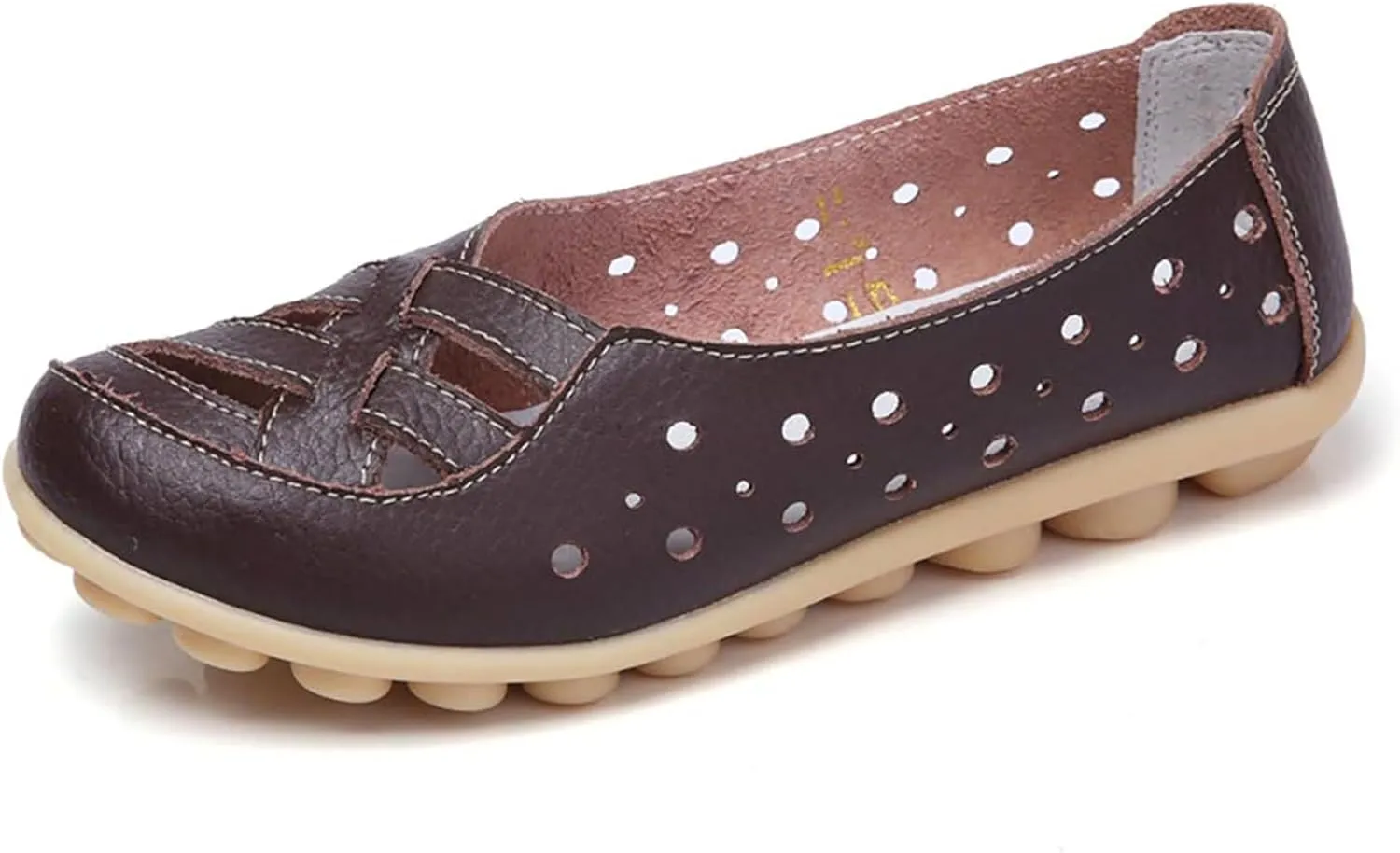 Soft Comfortable Sandals for Women Comfortable Hollow Out Slip On Loafers Flat Arch Support Round Toe Non-Slip Shoes Breathable Orthopedic Beach Shoes for Walking Driving
