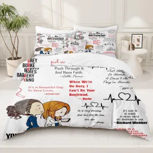 SOULZZZ Grey's Anatomy Bed in A Bag Queen Curative Heartbeat 8 Piece Comforter Cozy Halloween Christmas Bedding with 1 Flat Sheet, 1 Fitted Sheet, 2 Pillowcases, 2 Pillow Shams and 1 Cushion Cover