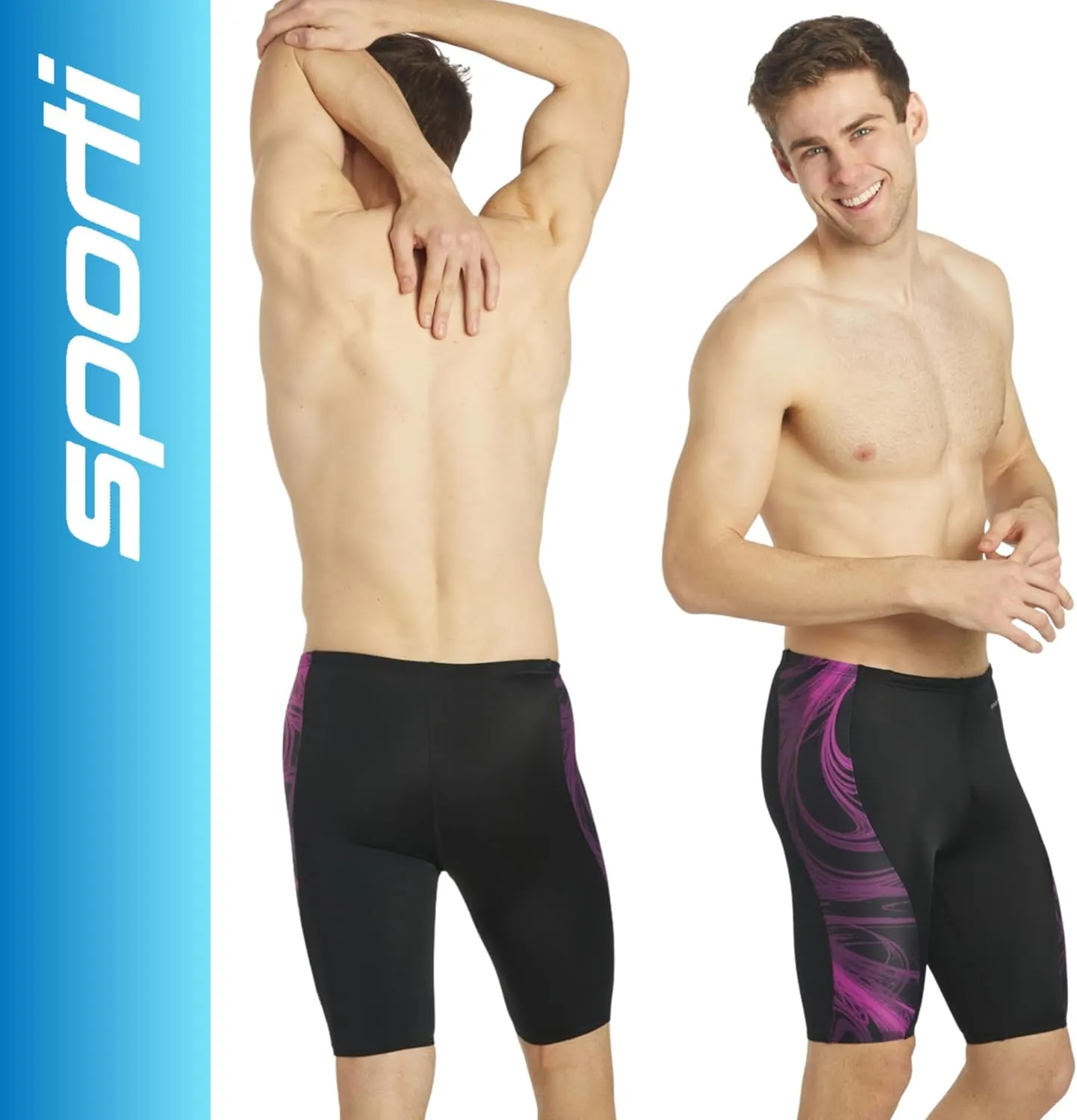 Sporti Men's Athletic Swimwear Jammers, Multi Solid Color - Racing & Training Swimsuit Jammers for Men, Durable Long Lasting