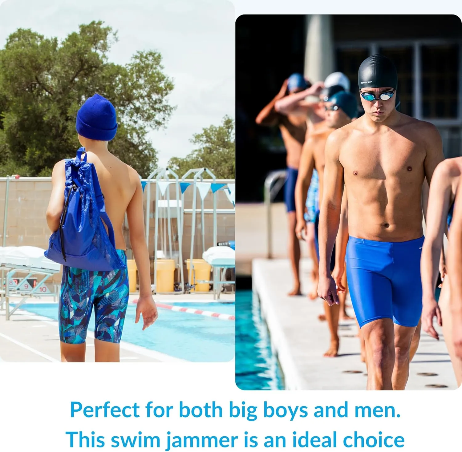 Sporti Men's Athletic Swimwear Jammers, Multi Solid Color - Racing & Training Swimsuit Jammers for Men, Durable Long Lasting