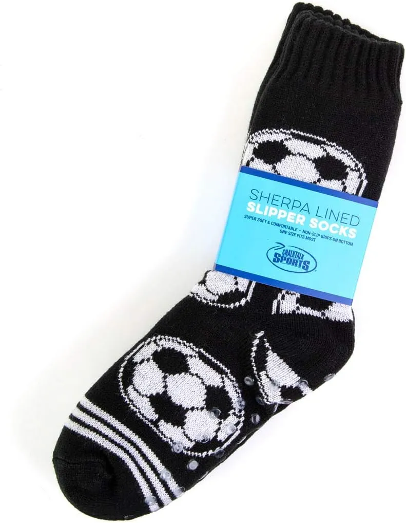 Sports Slipper Sock | Slipper Socks by ChalkTalk SPORTS | Sherpa Fleece Lined