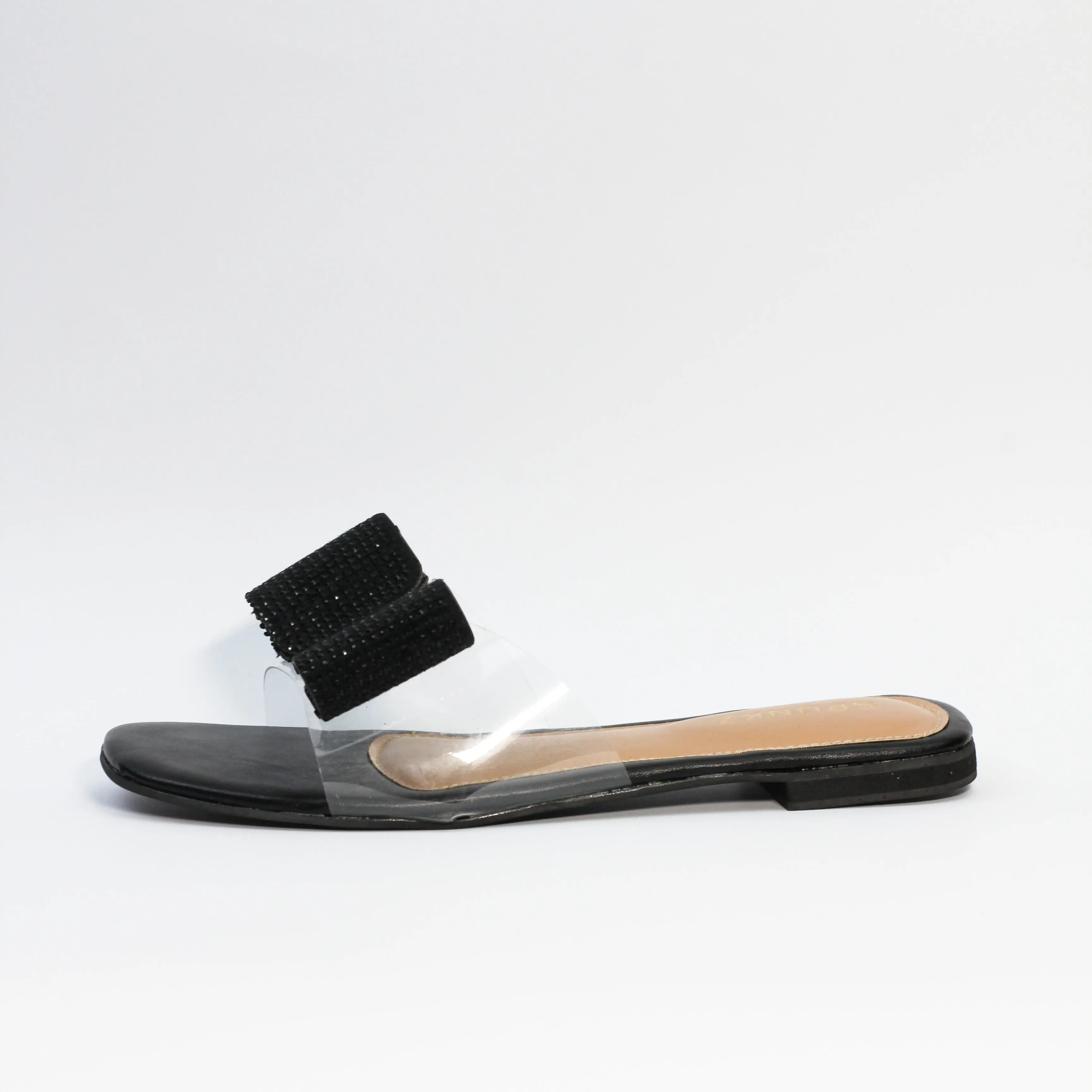 Spunkz Black Bow Decor Formal Ladies Slippers-11056