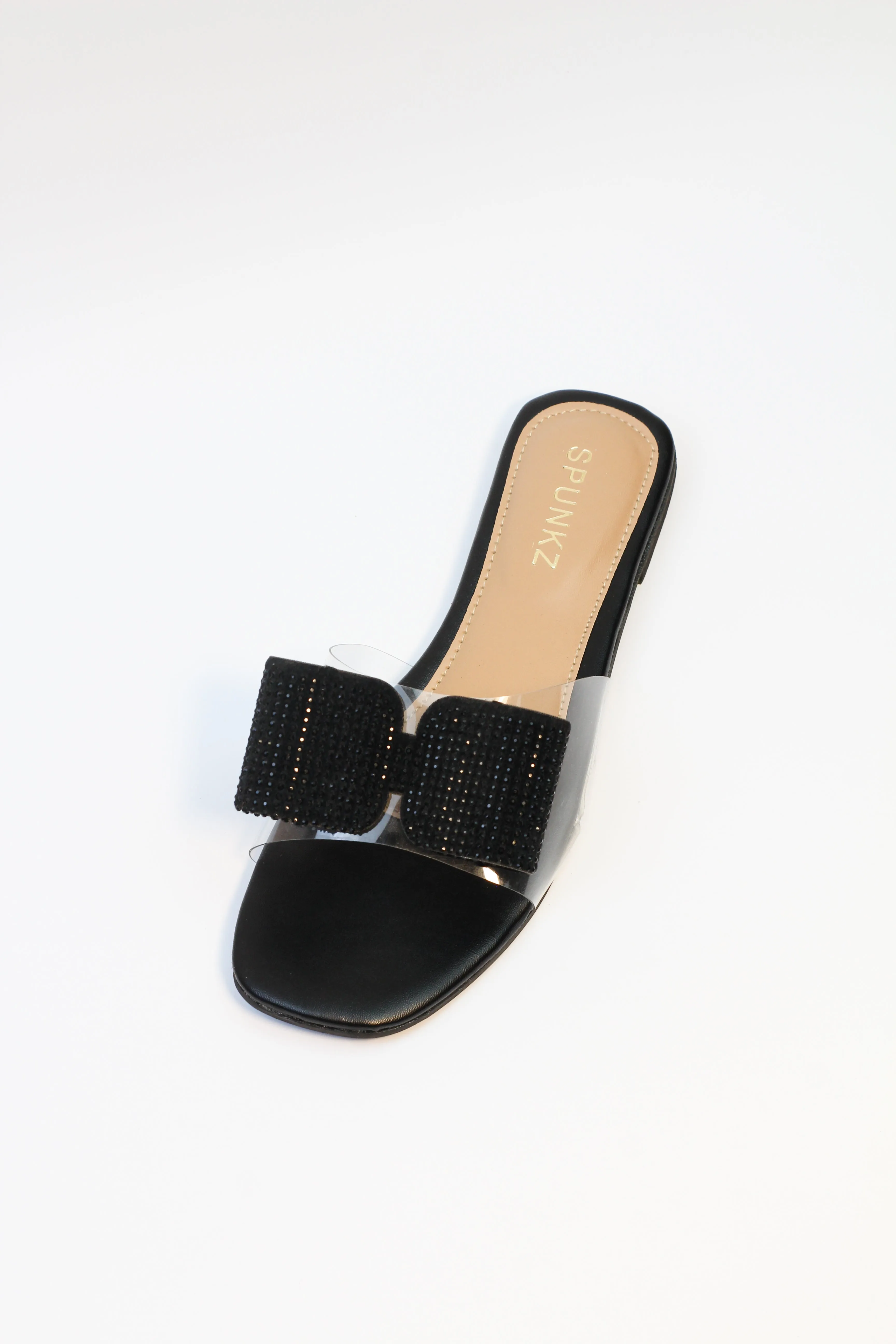Spunkz Black Bow Decor Formal Ladies Slippers-11056
