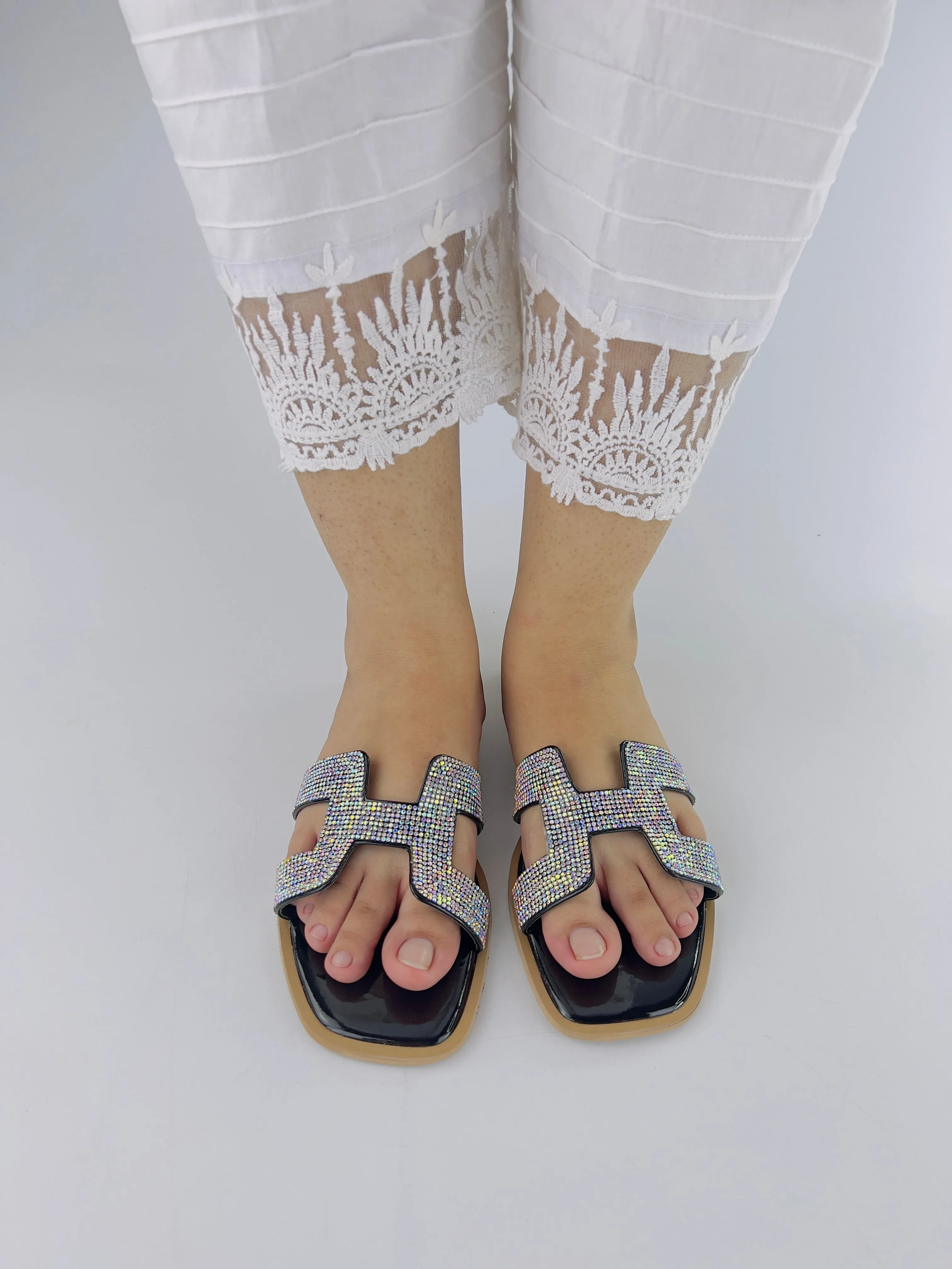 Spunkz Her H Style Oran Black Flat Sandals-11034