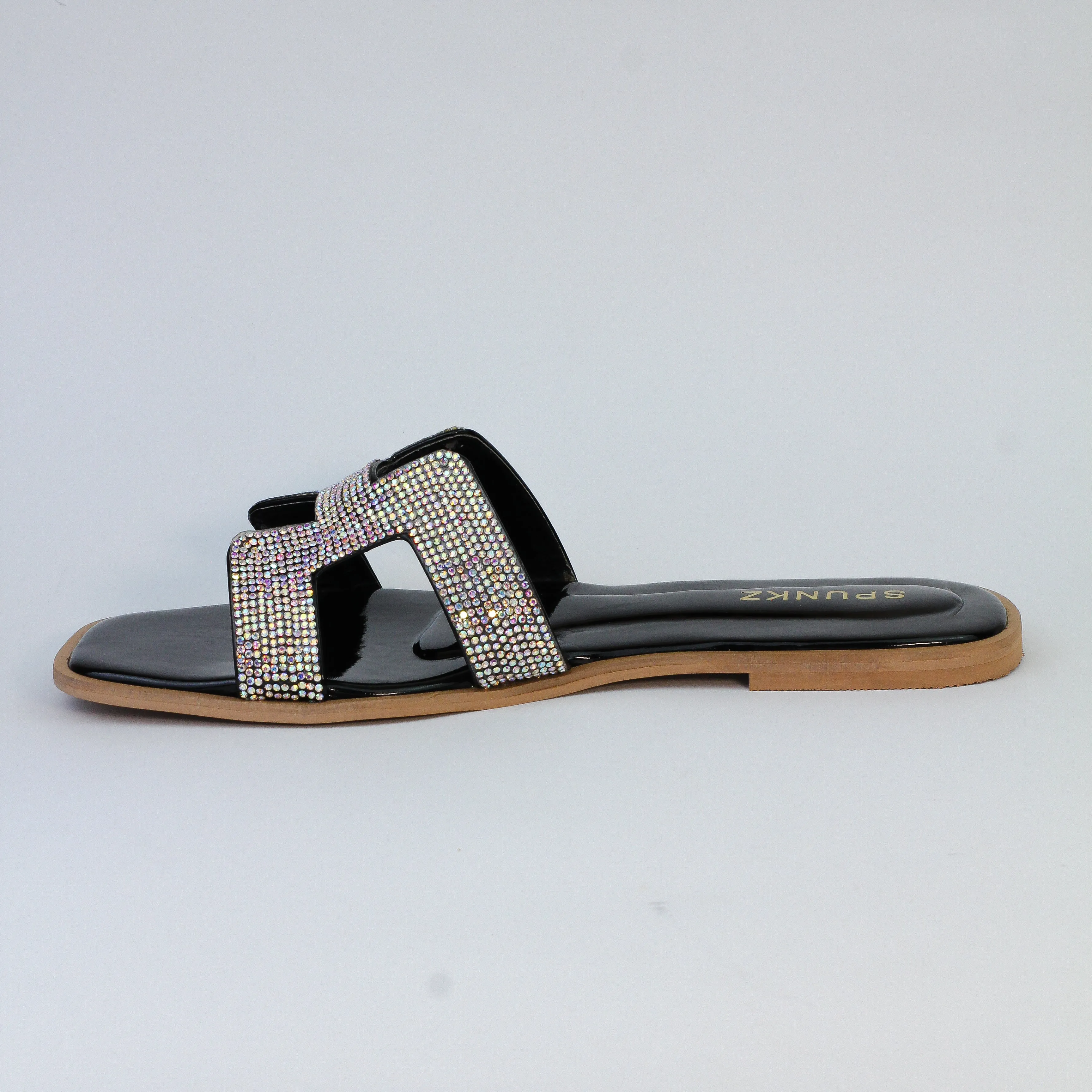 Spunkz Her H Style Oran Black Flat Sandals-11034