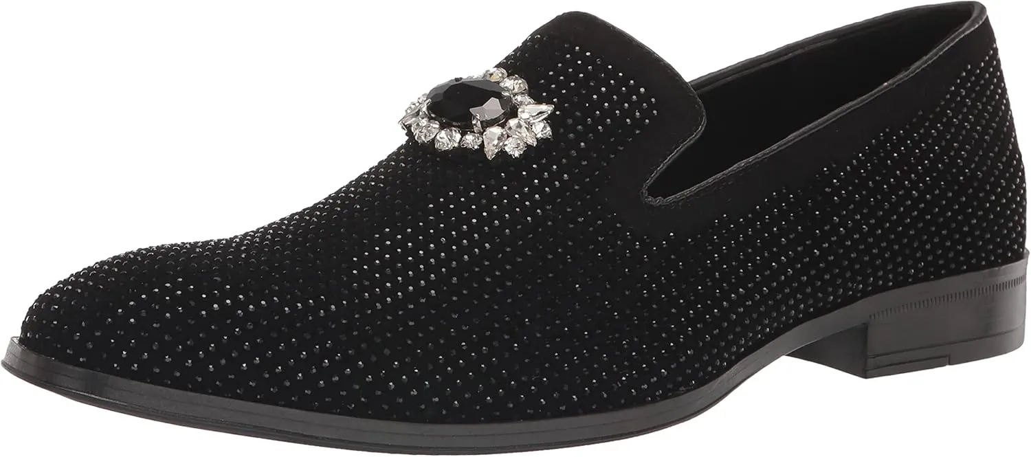 Stacy Adams Men's Spark Brooch & Rhinestone Slip on Loafer