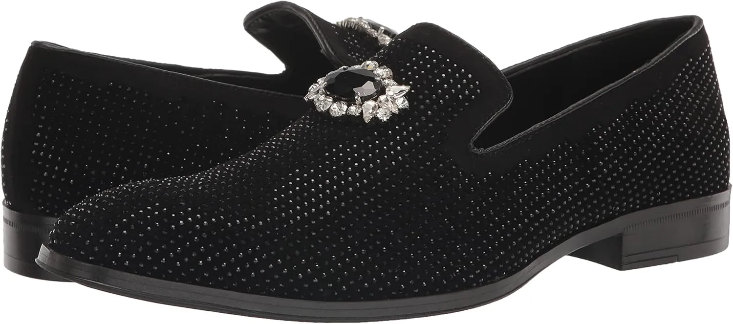 Stacy Adams Men's Spark Brooch & Rhinestone Slip on Loafer