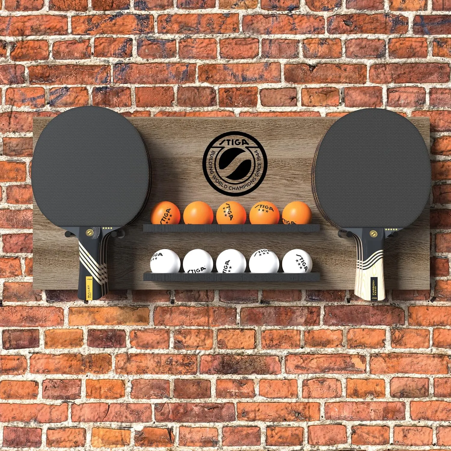 STIGA Ping Pong Storage Wall Rack | Holds Up to 10 Balls and 6 Paddles | Easy Mount for Any Flat Surface
