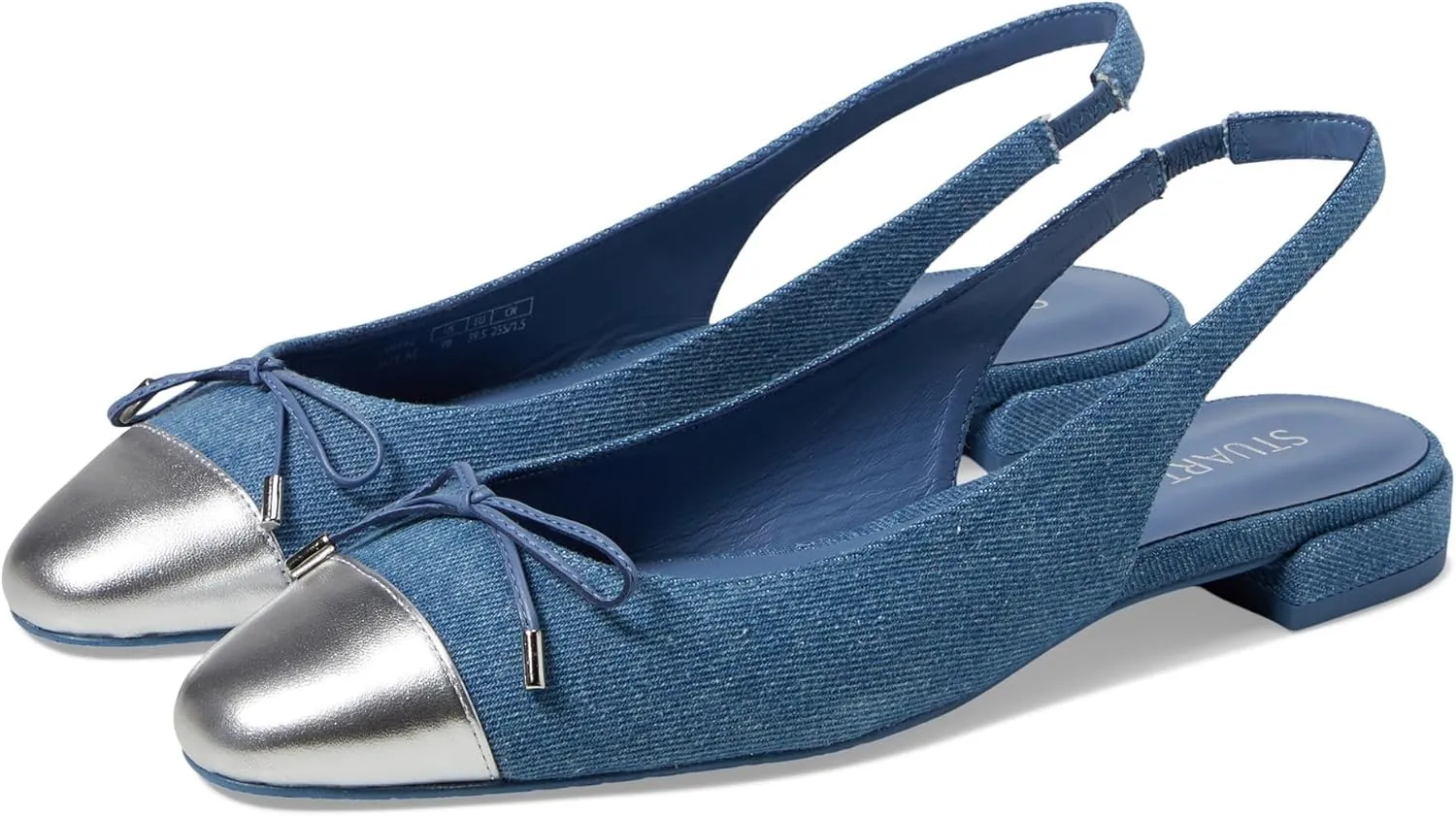 Stuart Weitzman Women's Sleek Bow Slingback Flat Ballet