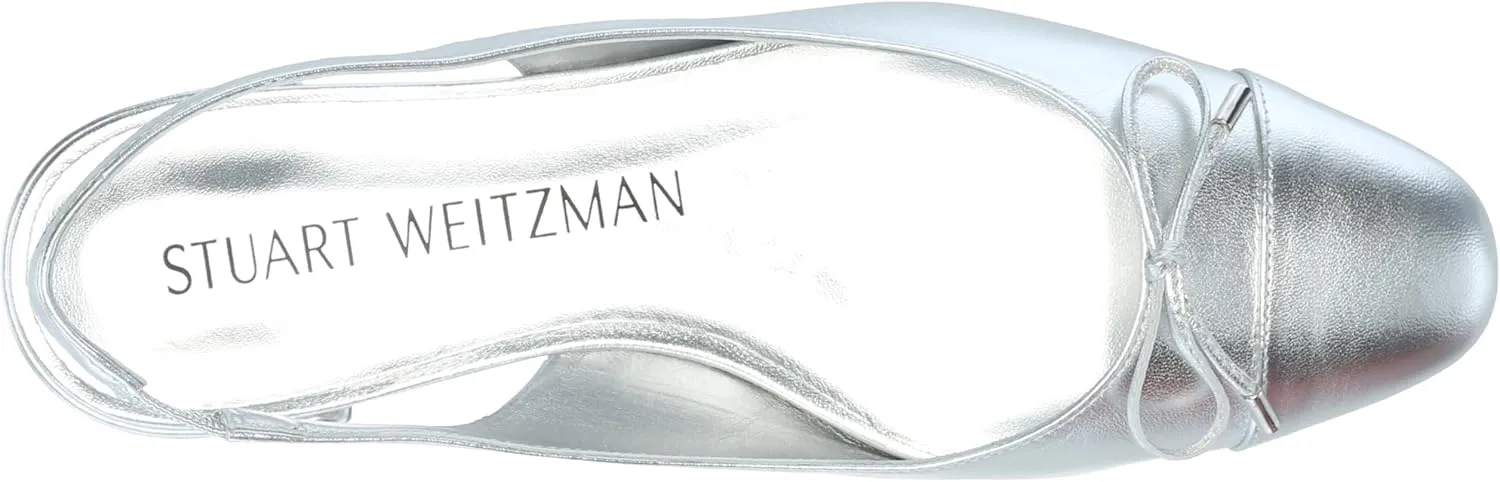 Stuart Weitzman Women's Sleek Bow Slingback Flat Ballet