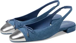 Stuart Weitzman Women's Sleek Bow Slingback Flat Ballet